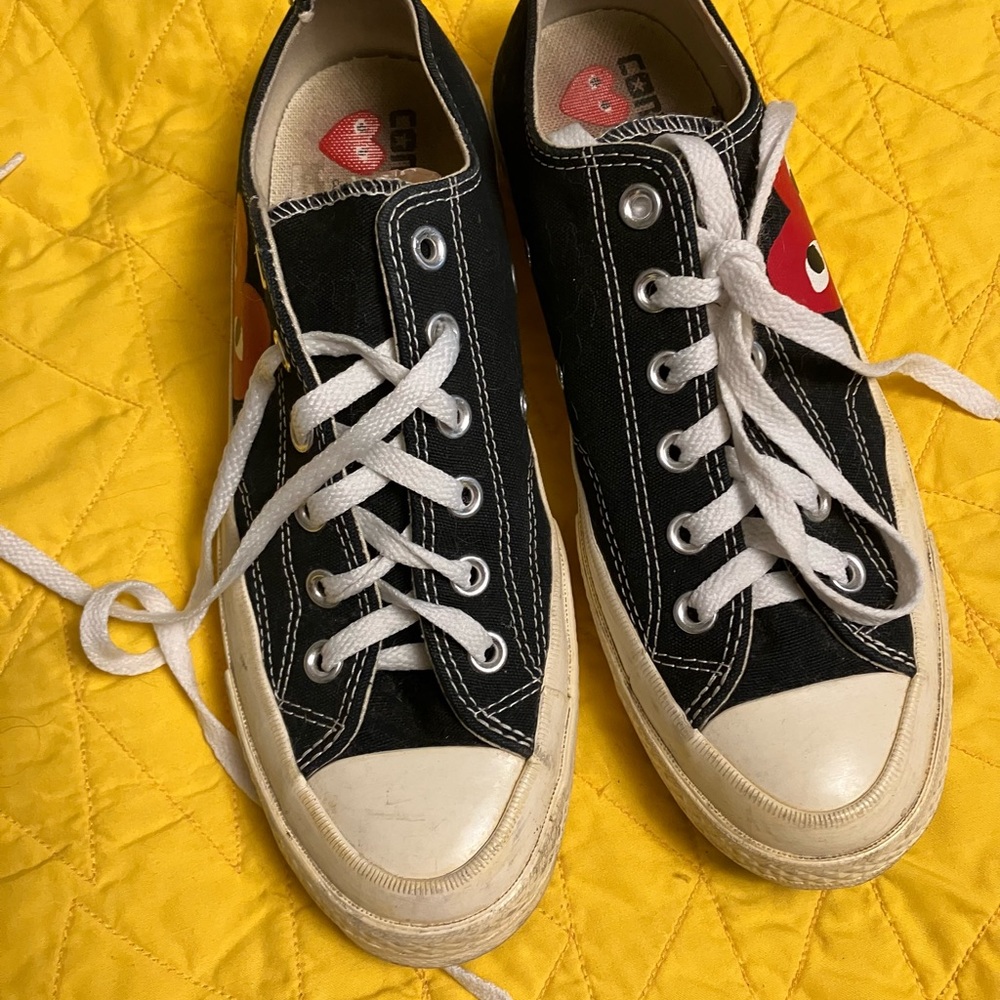 Converse Commes des Garçons Black and White Canvas with Heart Sneakers